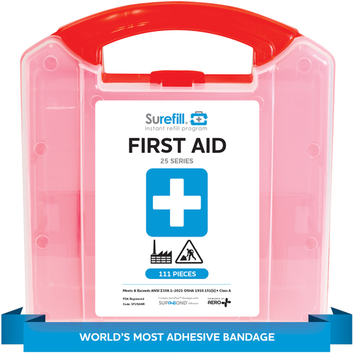 SUREFILL™ 25 ANSI 2021 A+ First Aid Kit - Retail Plastic carton