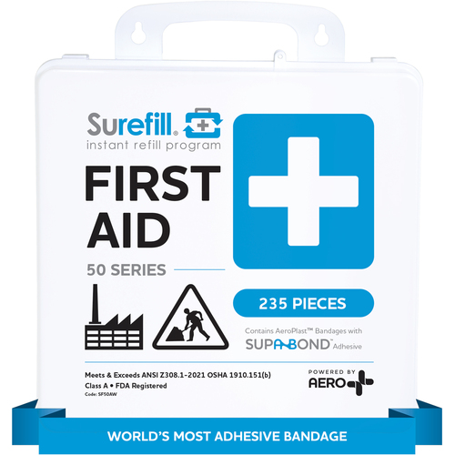 SUREFILL™ 50 ANSI 2021 A+ First Aid Kit - Weatherproof Plastic carton