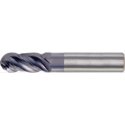 1/2″ Dia. × 1/2″ Shank × 1″ DOC × 3″ OAL, Carbide TiAlN, Spiral , 4 Flute, CW Helix, Round, Ballnose End Mill