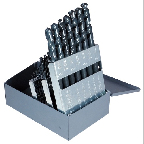‎1/16-1/2 RHS / RHC HSS-CO 8% (M42) 135 Degree Split Point Q-AMD™ Aircraft Maintenance Short Flute Jobber Length Drill Set - Steam Oxide