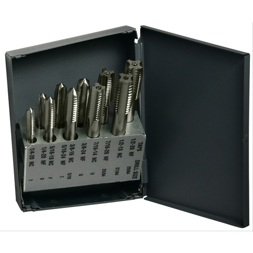 ‎1/4″-1/2″ NC/NF 4 Flute H3 Plug HSS Standard 1/4″-1/2″ NC/NF General Purpose Hand Tap Set- Bright