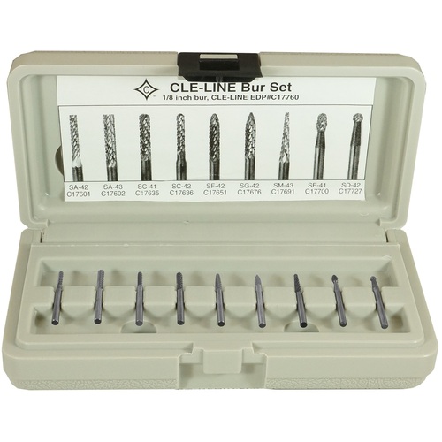‎9 Piece Solid Carbide Bur Set - Includes: SA–42, SA–43, SC–41, SC–42, SD–42, SE–41, SF–42, SG–42, SM–43