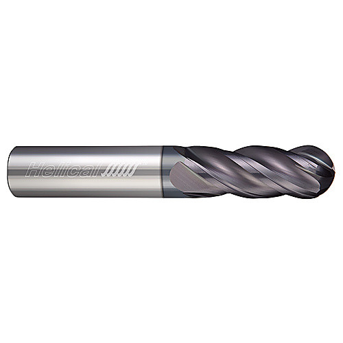 ‎4 Flute - Ball - 0.3750″ (3/8) Cutter DIA × 0.3750″ (3/8) Shank DIA × 0.1870″ (3/16) Radius × 2.0000″ (2) LOC × 4.0000″ (4) OAL  - APLUS Coated