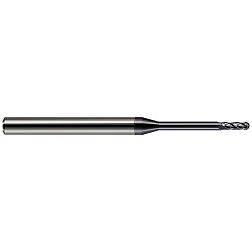 Ballnose End Mill; 5/64″ Dia. × 15/64″ LOC × 1/8″ Shank Dia. × 2″ OAL ; 4 FL ; Carbide ; TiAlN