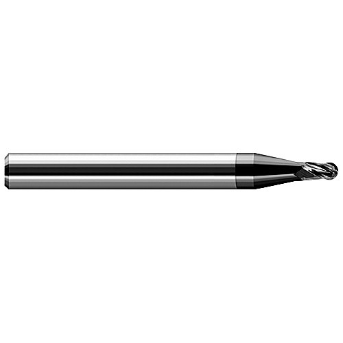 ‎Ballnose End Mill; 0.06″ Dia. × 0.09″ LOC × 1/8″ Shank Dia. × 1-1/2″ OAL ; 4 FL ; Carbide ; DLC