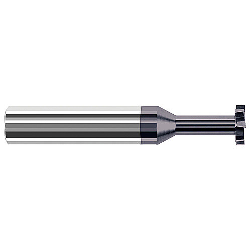 Staggered Tooth - 0.2500″ (1/4″) Cutter Diameter × 0.0620″ (1/16″) Width × 0.3750″ (3/8″) Neck Length Carbide Square Stagger Keyseat Cutter, 6 Flutes, AlTiN Coated