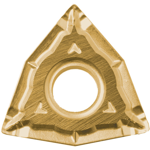 WNMG 432 WQ CA525, 1/32″ Corner Radius, 3/16″ Thick, 1/2″ Inscribed Circle, TiCnulll2O3/TiN, Trigon, Turning Indexable Insert