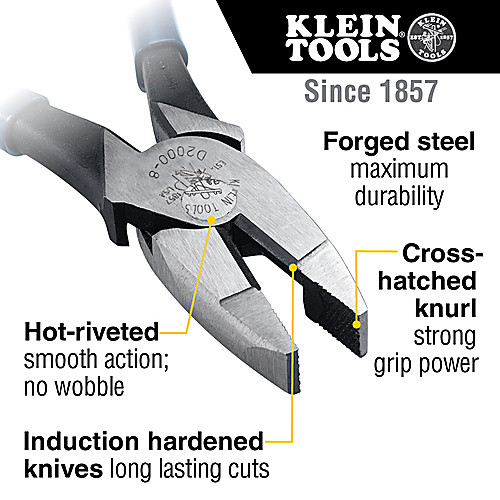 Lineman's Pliers, Heavy-Duty Side Cutting, 8″