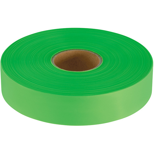 Flagging Tape; 1″ × 600 feet; 2 mil Thickness; Plastic Material; Lime Green; (1) Roll