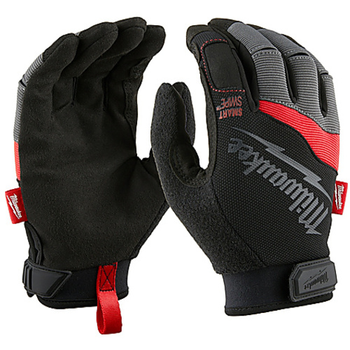 Leather Work & Drivers Gloves; Red/Black/Gray, Synthetic Leather, Size Small