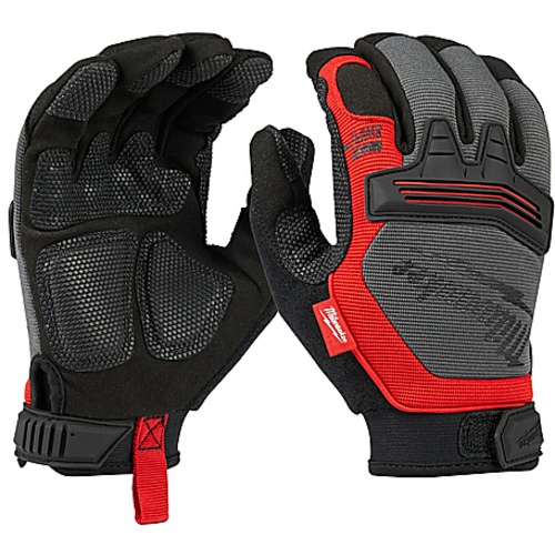 Demolition Gloves; Red/Black/Gray, Fabric, Size Large