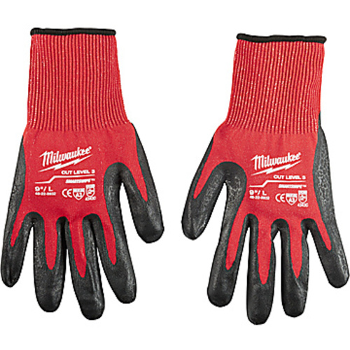 Cut Resistant Gloves; Red/Black, Nylon, Large, ANSI A3 Cut Rating