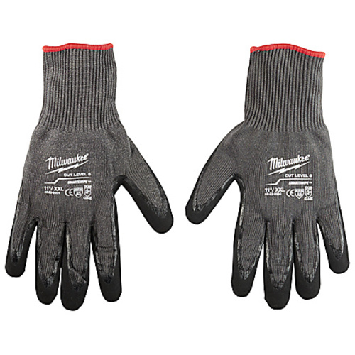 Cut Resistant Gloves; Black/Charcoal, Nylon, 2X-Large, ANSI A5 Cut Rating