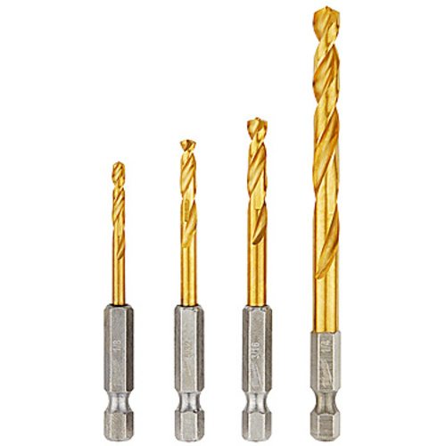4 PC SHOCKWAVE RED HELIX Titanium Drill Bit Set