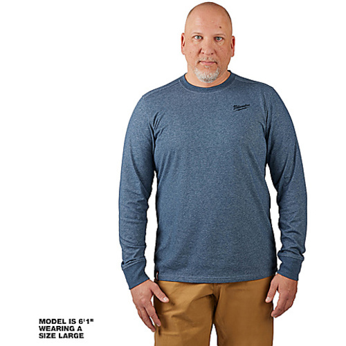 HYBRID WORK TEE-LS-BLU XL