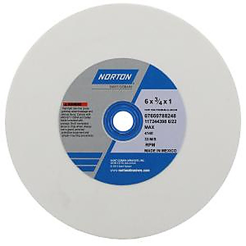 6 × 3/4 × 1″ Premium Alundum Bench and Pedestal Wheel 38A 150 J VBE Type 01