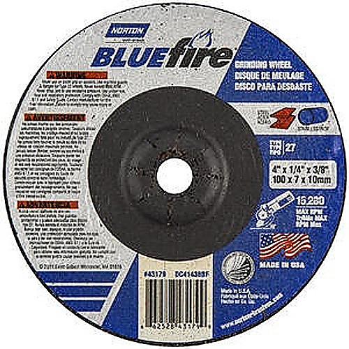 4″ × 1/4″ × 3/8″ BlueFire Non-Woven Depressed Center Wheel Type 27 Zirconia Alumina / Aluminum Oxide
