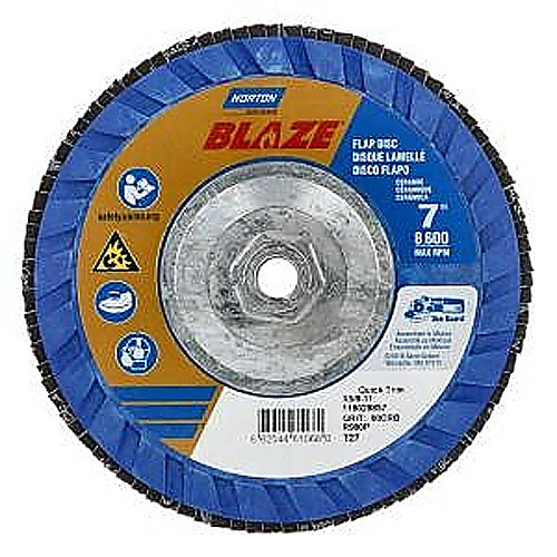 7″ × 1/4″ × 5/8″ SG Blaze R980P Flap Disc Type 27 Flat 80 Grit