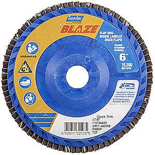 6 × 7/8″ Blaze Plastic Flat Flap Disc Type 27 40 Grit R980P Premium Ceramic Alumina