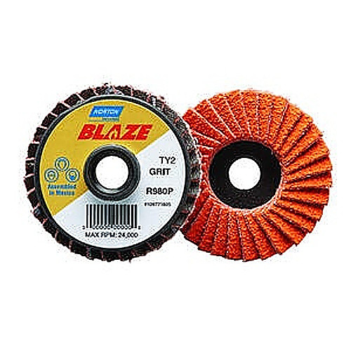 3″ Blaze Plastic Flat Mini Flap Disc TS (Type II) Type 27 36 Grit R980P Premium Ceramic Alumina