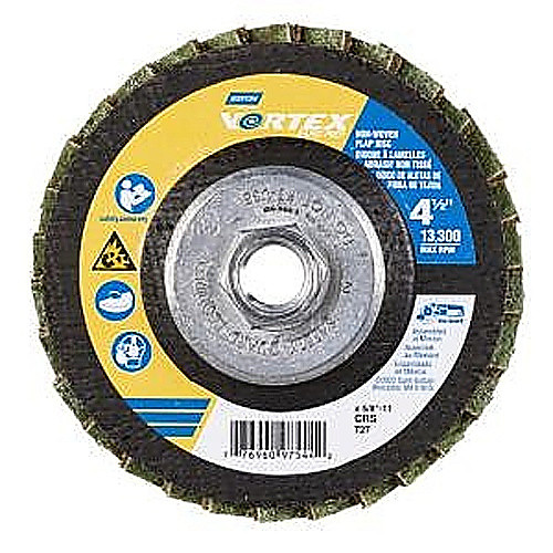 ‎4-1/2 × 5/8 - 11 In. Bear-Tex Vortex Rapid Prep Non-Woven Fiberglass Flat Flap Disc T27 C Grit AO