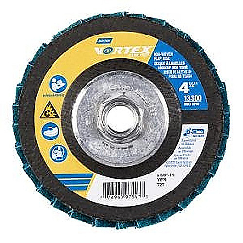 ‎4-1/2 × 5/8 - 11 In. Bear-Tex Vortex Rapid Prep Non-Woven Fiberglass Flat Flap Disc T27 VF Grit AO