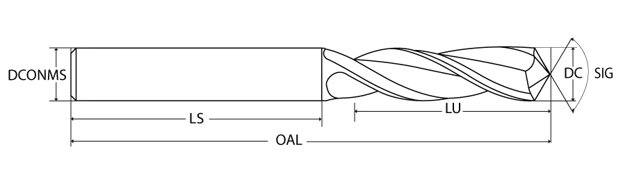 &lrm;DC 0.2812&Prime; x DCONMS 5/16&Prime; x LCF 1-1/2&Prime; x OAL 3&Prime;, 3xD, SIG 135&Acirc;&deg;
