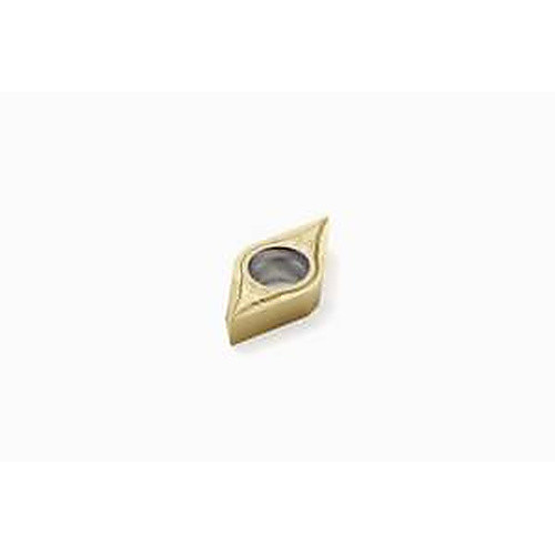 DCMT 32.51 F1 CP200, 0.015″ Corner Radius, 0.156″ Thick, 3/8″ Inscribed Circle, TiAlN|TiN, 55° Diamond, Turning Indexable Insert