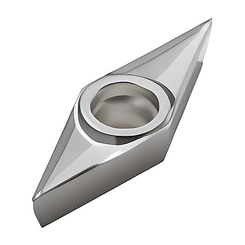 VCGT 330.5 AL KX, 0.008″ Corner Radius, 0.187″ Thick, 3/8″ Inscribed Circle, Uncoated, 35° Diamond, Turning Indexable Insert