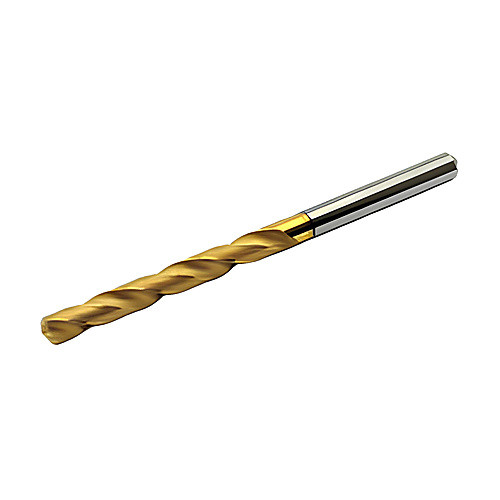 5/16″ Dia. × 8 mm Shank × 53 mm Flute Length × 91 mm OAL, 5xD, 140°, TiN|TiAlN, 5xD Flute, Coolant Thru, Round Solid Carbide Drill