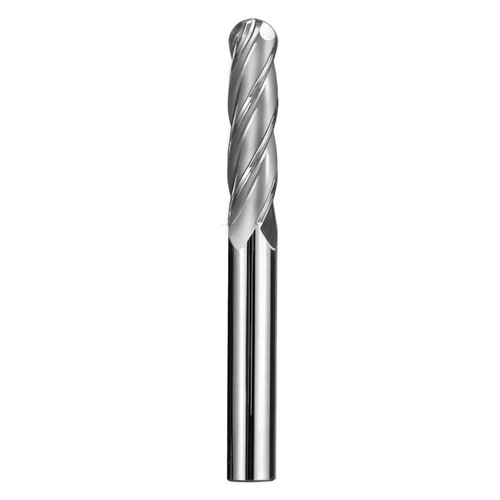 ‎3/16″ Dia. × 3/16″ Shank × 3/4″ DOC × 2-1/2″ OAL, Carbide Uncoated, Spiral , 4 Flute, 30° Helix, Ballnose End Mill