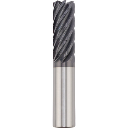 ‎SGS 20.00mm Dia, 80.00mm LOC, 20.00mm Shank Dia, 2.00mm Radius, 7 Flute, Coolant-Through, 37 Degree Helix, Ti-NAMITE-A (AlTiN) Coated, Series 77MCR, H-Carb, Chip Breaker Corner Radius End Mill - 74854