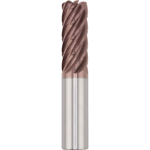 ‎SGS 20.00mm Dia, 60.00mm LOC, 20.00mm Shank Dia, 0.50mm Radius, 7 Flute, Coolant-Through, 37 Degree Helix, Ti-NAMITE-M (TM) Coated, Series 77MCR, H-Carb, Chip Breaker Corner Radius End Mill - 74823
