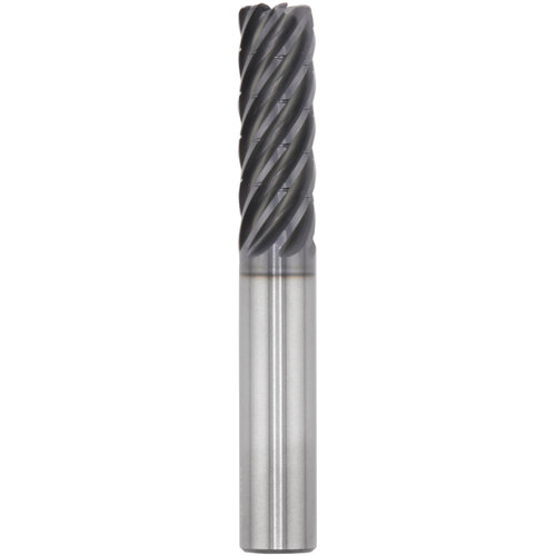 ‎SGS 12.00mm Dia, 48.00mm LOC, 12.00mm Shank Dia, 3.00mm Radius, 7 Flute, Coolant-Through, 37 Degree Helix, Ti-NAMITE-A (AlTiN) Coated, Series 77MCR, H-Carb, Chip Breaker Corner Radius End Mill - 74730
