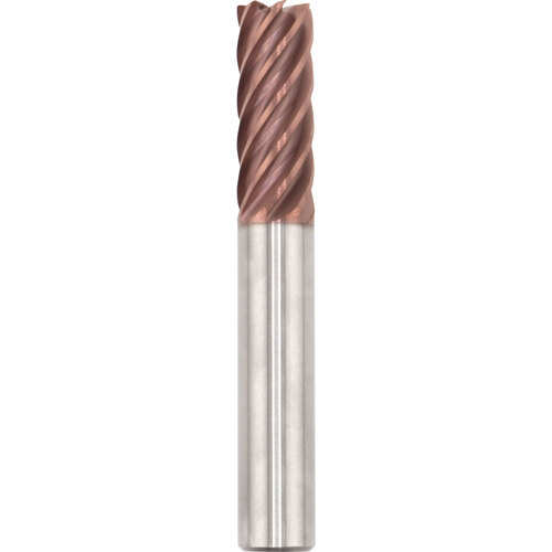 ‎SGS 1/2″ Dia, 1-1/4″ LOC, 1/2″ Shank Dia, 0.0600″ Radius, 7 Flute, Coolant-Through, 37 Degree Helix, Ti-NAMITE-M (TM) Coated, Series 77CR, H-Carb, Corner Radius End Mill - 77349