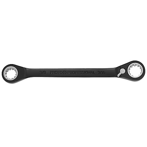Proto Black Chrome Double Box Reversible Ratcheting Wrench 3/8″ × 7/16″ - Spline