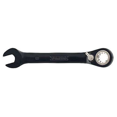 Proto Black Chrome Combination Stubby Reversible Ratcheting Wrench 6 mm - Spline