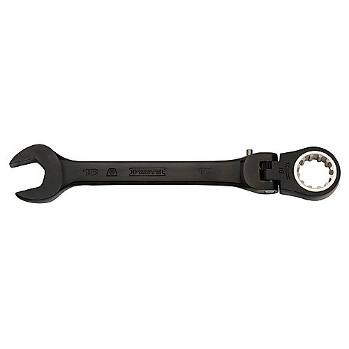 Proto Black Chrome Combination Locking Flex-Head Ratcheting Wrench 18 mm - Spline