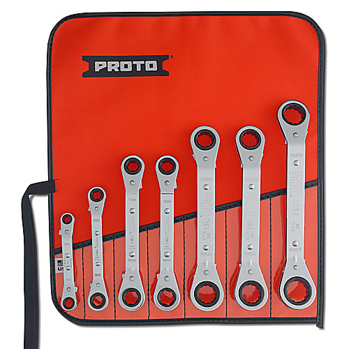 ‎Proto 7 Piece Offset Reversible Ratcheting Box Wrench Set - 6 and 12 Point