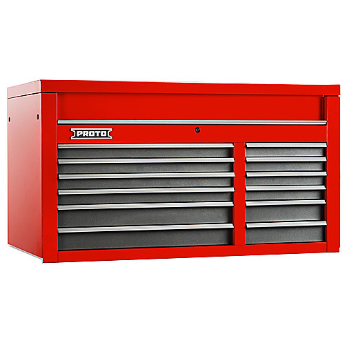 ‎Proto 550S 50″ Top Chest - 12 Drawer, Safety Red and Gray