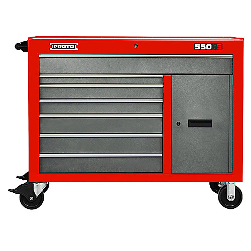 ‎Proto 550S 50″ Workstation - 7 Drawer & 1 Shelf, Safety Red and Gray