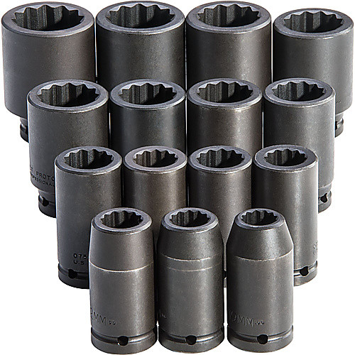 ‎Proto 3/4″ Drive 15 Piece Deep Metric Impact Socket Set - 12 Point