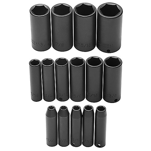 ‎Proto 3/8″ Drive 15 Piece Deep Impact Socket Set - 6 Point