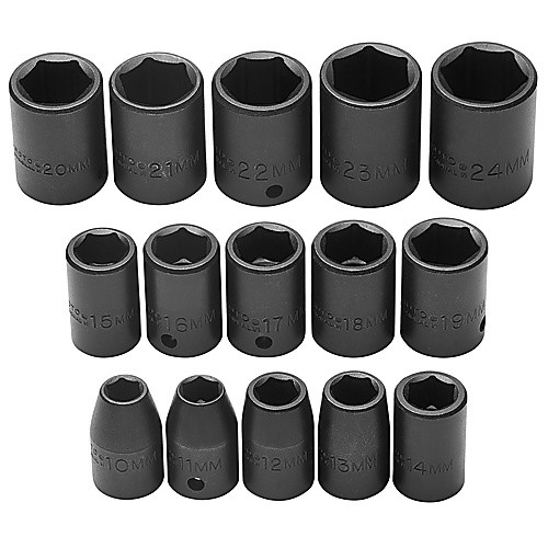 ‎Proto 1/2″ Drive 15 Piece Metric Impact Socket Set - 6 Point