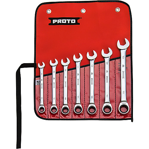 ‎Proto 7 Piece Full Polish Metric Ratcheting Wrench Set - 12 Point