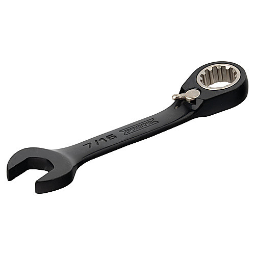 Proto Black Chrome Combination Stubby Reversible Ratcheting Wrench 7/16″ - Spline