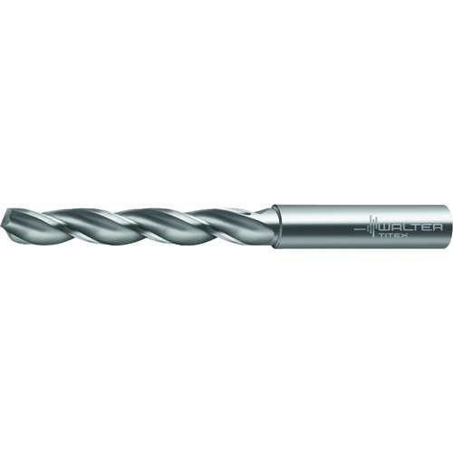 ‎7 mm Dia. × 8 mm Shank × 53 mm Flute Length × 91 mm OAL, 5xD, 130°, 3xD Flute, External Coolant, DIN 6537 L, Round Solid Carbide Drill A3367-7