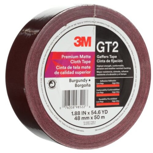 3M Premium Matte Cloth (Gaffers) Tape GT2 Burgundy 48 mm × 50 m 11 mil