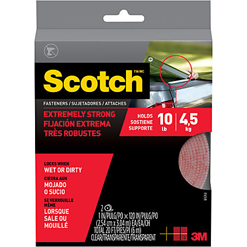 Scotch Extreme Fasteners RF6760 1″ × 10 ft (25 4 mm × 3 04 m) Clear 1 Set of Strips