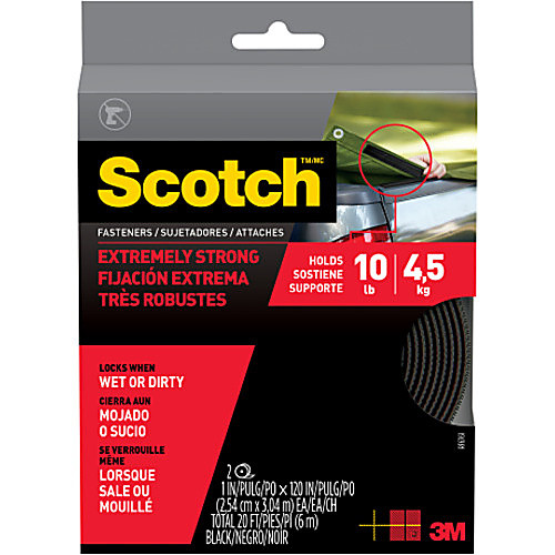 Scotch Extreme Fasteners RF6761 1″ × 10 ft (25 4 mm × 3 04 m) Black 1 Set of Strips